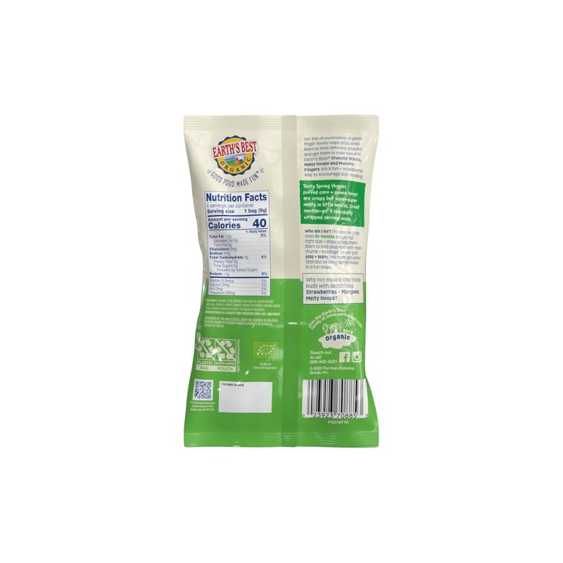 Earth's Best Organic Melty Hoops Spring Veggies, 4 Ct Multipack,