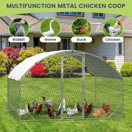 Milleloom Large Metal Chicken Coop, Outdoor Wire Mesh Poultry Cage with 4 Corner Reinforcement Ribs, 210D Anti-Uv Rain Cloth, Animal House for Backyard Hen,Dog Rabbit, Duck, Quail, Goat