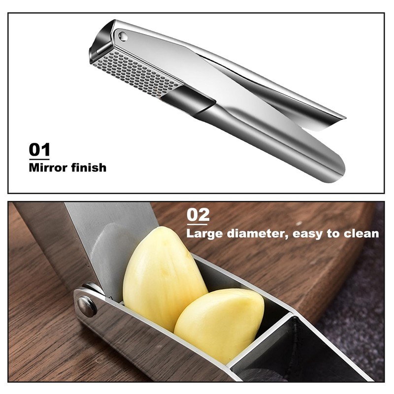 GisWell Stainless Steel Garlic Press - Rustproof, Dishwasher Safe, No