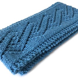 Blue Slate Hand Knit Scarf Wool and Mohair
