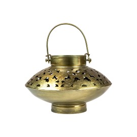 Oriental Lantern Oriental Buddha 25 cm Large Gold Oriental Vintage Tea Light Holder Gold Interior and Exterior Moroccan Lantern Metal Ramadan Decoration