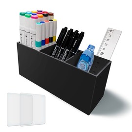ITATIOLFY Acrylic Pen and Silverware Holder, Desk Or Wall Mount Storage Organizer,is Perfect for Office, School Dormitory Stationery, Cutlery Caddies and Bathroom Desktop Accessories.(Black)