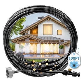 MIXC Misters for Outside Patio, 100FT (30M) Misting Line+27 Mist Nozzles+3/4" Brass Adapter, Outdoor Misting Cooling System for Patio Backyard Greenhouse Trampoline Horse Corral