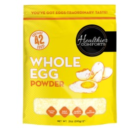Healthier Comforts Whole Egg Powder | Pure Dried Whole Eggs | Pasteurized, Ready to Eat | Gluten Free, Made in USA | Perfect for Baking, Camping, Hiking, Shelf Stable Meal Preparation (21 oz)