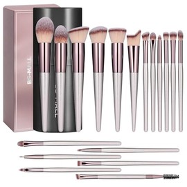 BS-MALL Juego de brochas de maquillaje, 18 piezas, base sintética de alta calidad, correctores de polvo, sombras de ojos, brochas de maquillaje con es