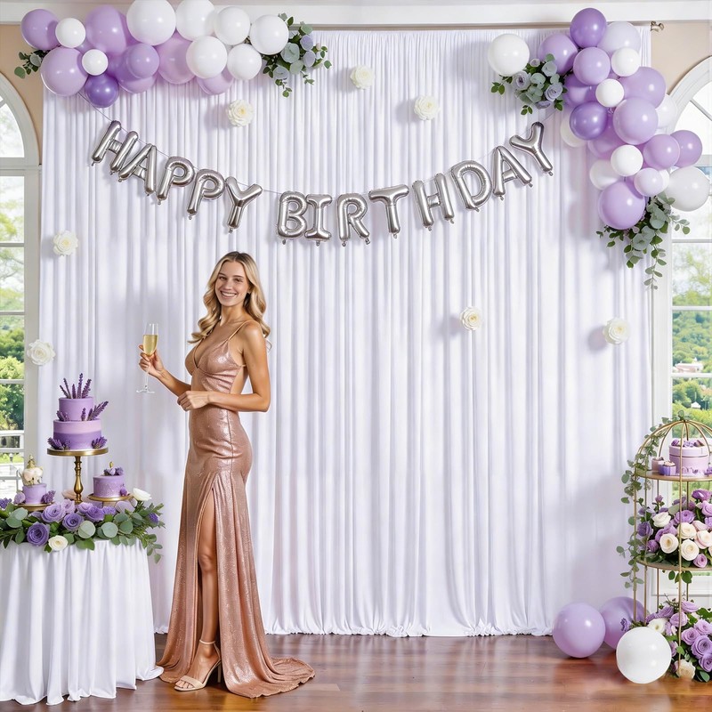 10x10ft White Backdrop Curtain for Parties Wedding, Curtain Backdrop for