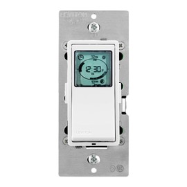 Leviton Decora Programmable and Astronomical Timer Switch for Lights and Motor Loads, Neutral Wire Required, Single Pole or 3-Way, VPT24-1PZ, White with Ivory and Light Almond Faceplates