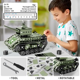 Lucky Doug STEM Building Projects Model Army Tank Set - 284 Pieces STEM Project Building Toys for Kids Ages 8-12, Assembly Science Kit Educational Toys Gift for Kids Boys 7 8 9 10 11 12-16 Years Old