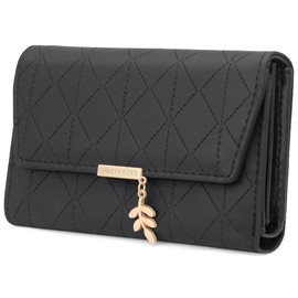 REETEE Women's Purse Made of Soft Vegan Leather Small Purse Women's with Many Compartments, Mini Wallet Women's with Coin Compartment and Card Slots Women Purse, M-black, Modern