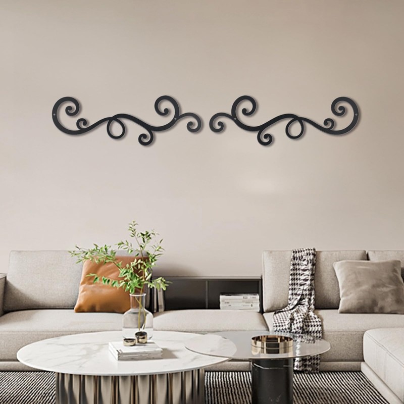 OYEFLY Metal Scroll Wall Art Decor,Rustic Iron Wall Medallion (style