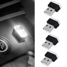 4 PCS USB LED Car Interior Atmosphere Lamp, Portable Mini Auto LED Decor Night Light, Plug-in USB Interface Ambient Lighting Kit, Universal Car Interior Accessories