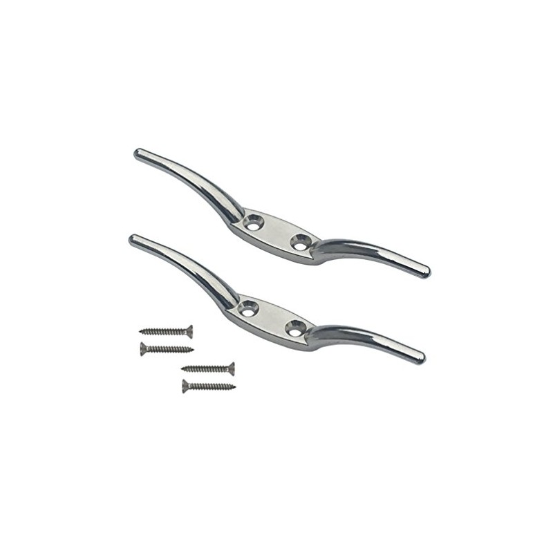Huouo 2 PCS Flagpole Cleat Hook 6 Inch Silver Cast