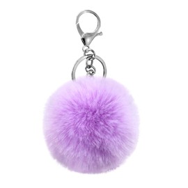 Cityelf Cute Faux Rabbit Fur Ball Pom Pom Keychain Car Key Ring Handbag Tote Bag Pendant Purse Charm (Lightpurple)