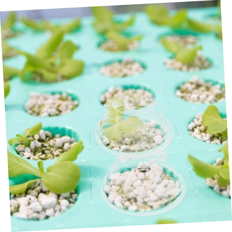 Levemolo 50pcs Transparent Hydroponic Plant Moisturizing Lids Insulation Covers for
