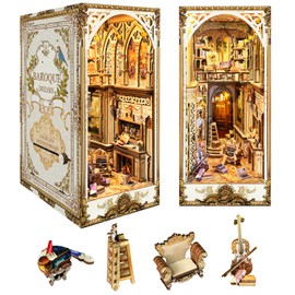 ITEFDTUTNE Book Nook Kit for Adults, DIY Miniature Dollhouse Booknook Kit with Led Light & Dust Baffle, 3D Wooden Bookshelf Puzzle Booknook Insert Decor Crafts for Adults Teen Gifts (Gorgeous Manor)