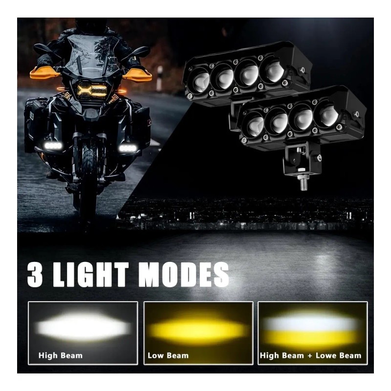 Par Luces Led Auxiliares Faros Para Motos Auto Impermeable