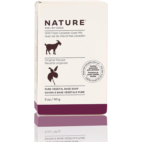 Nature by Canus Bar Soap, With Fresh Canadian Goat Milk, Vitamin A, B3, Potassium, Zinc, and Selenium White Goat's Milk, 5 Ounce (Pack of 1)