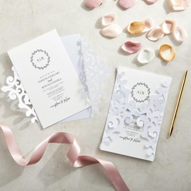 96 Sheets White Metallic Shimmer Paper for Printer, 8.5x11 inch Letter Size Double Sided for Invitations, Crafts (110 GSM)