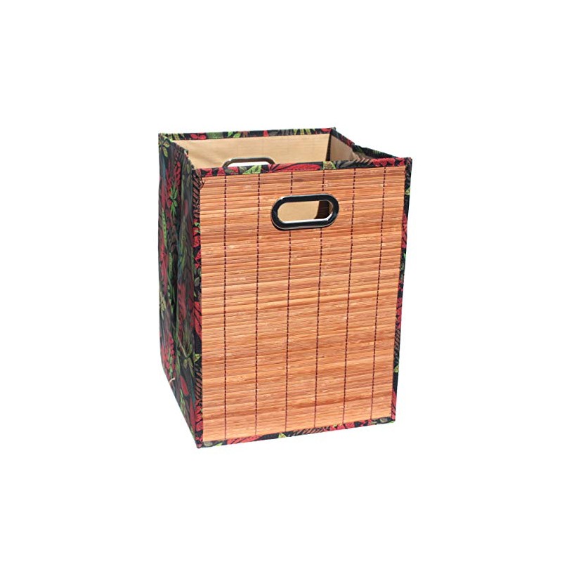 Seta Direct, Foldable Brown Bamboo Square Storage Laundry Hamper with
