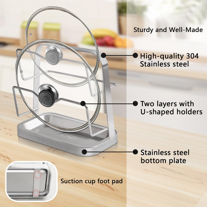 Puliyunxiang Pot Lid Holder While Cooking, 304 Stainless Steel Pot