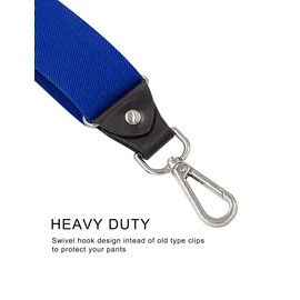 Men's Suspenders with Swivel Hooks and Adjustable Braces, Suitable for Heavy Duty, Big and Tall, Black, Blue, One Size