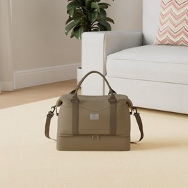 Travel Bag Women's Hand Luggage Bag Sports Bag Weekender Bag Swimming Bag Waterproof Travel Bag Duffle Bag Fitness Bag Training Bag Hospital Bag with Shoe Compartment, c11-khaki, 40 x 20 x 25 cm