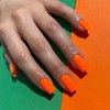 SXVME Orange Press on Nails Medium Square, Natural Acrylic Glue
