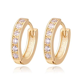 Aretes para Mujer, Pendientes de Aro con Diamante con Zirconia Cúbica, Oro