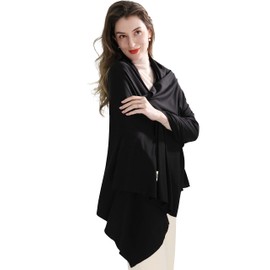 Travel Scarf for Women, Travel Accessory for Airplane, Travel Shawl Wrap Premium Soft Airplane Blanket-Gift Box Included-Black