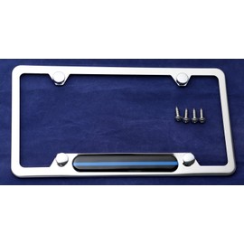 LFPartS Stainless Steel Polished Mirror License Plate Frame (Thin Blue Line) for Cars, Trucks Show Support of Police and Law Enforcement Officers