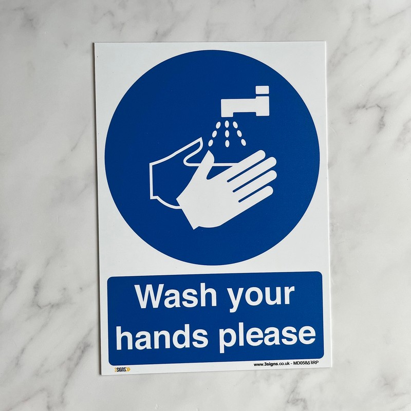 Wash your hands please Sign - A4 1 mm Rigid