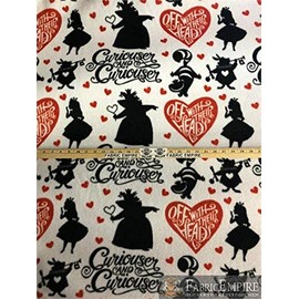 Fleece Printed Antipill Winter Fabric ALICE in WONDERLAND CURIOUSER and CURIOUSER OFF with THEIR HEADS / 58" Wide/Sold by The yard