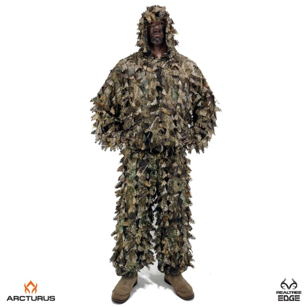 Arcturus 3D Realtree Edge Ghillie Suit - Over 1,000 Laser-Cut Leaves | Lightweight, Breathable Camouflage for Hunting, Paintball & Airsoft (Realtree Edge, M/L)