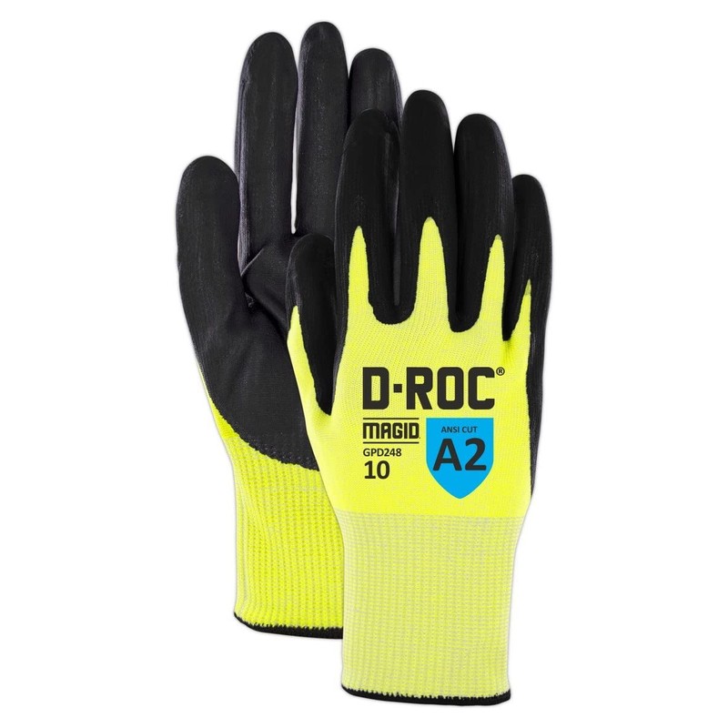 MAGID D-ROC ANSI A2 15-Gauge TriTek Palm Coated Work Gloves,