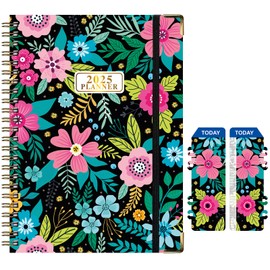 2025 Agenda Academic Planner, January 2025 - December 2025 Planners with Tabs, Daily Weekly Monthly Agenda Planner Organizers, Hardcover Notebook for Academic and To Do List A5 8.66"×6.2" (Flower03)