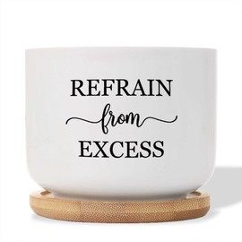 DecStic Refrain from Excess Ceramic Planters Bible Verse Flower Pots for Indoor Plants with Drainage Holes and Saucers Pot for Home Office Desk Garden