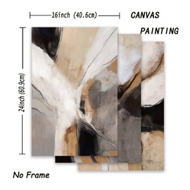 Black Brown Abstract Wall Art Grey Black Brown Canvas Pictures Brown Modern Artwork Brown Orange Wall Art Brown Abstract Picture Black Brown White Paintings Abstract Art Prints 16x24inch Unframed