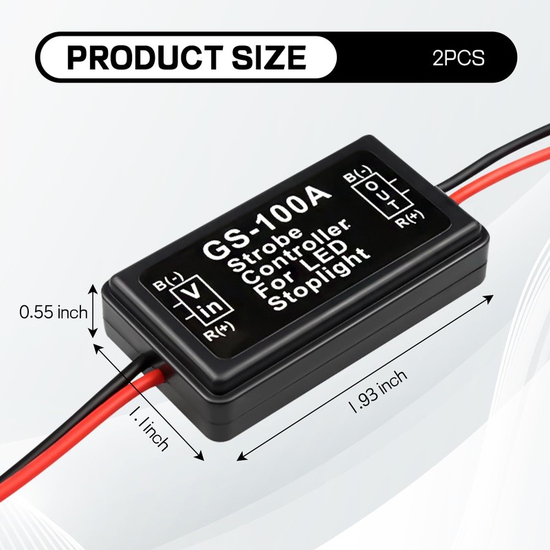 wuyaoyao 2PCS GS-100A Brake Light Flasher Strobe, 12V-16V LED Tail