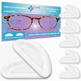 GMS Optical 2.0mm Regular Thickness / 15mm Medium Length - Air Cushion Adhesive Anti-Slip Contour Nose Pads - for Eyeglasses, Sunglasses, and Glasses - Reduces Soreness (5 Pair)(Clear)