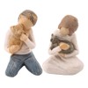 2pcs Man&Woman Hugging Pets Shape Resin Figurine Decoration Statue Model