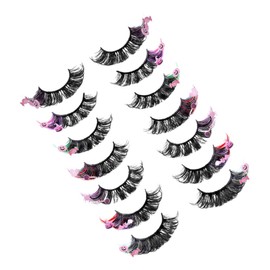 OHPHCALL 7pairs Exaggerated Colored False Eyelashes Vibrant Thick and Curl Lashes for Parties Weddings and Everyday Makeup Dramatic Eye-catching Look for Women