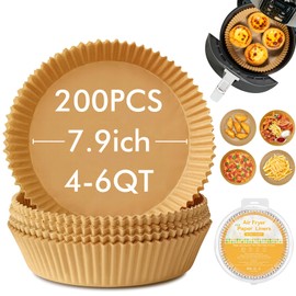 Sipnore 200PCS Round 7.9" Non-Stick Disposable Parchment Paper for Ninja Air Fryer 8-Inch, Compatible with Ninja AF101, AF150 XL, AF161, Easy to Use and Clean