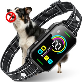 DINJOO- Collar antiladridos para perros grandes, medianos y pequeños - Dispositivo inteligente con IA que detiene los ladridos en 1 segundo, collar de entrenamiento con pitido, vibración y 8 niveles d