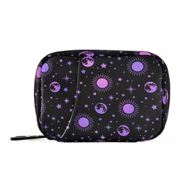 Travel Pill Organizer Bag Weekly Pill Organizer Case Moon Sun Stars Portable Small Daily Pill Boxes for Vitamin Fish Oils Supplement Holder with Zipper Compact Size