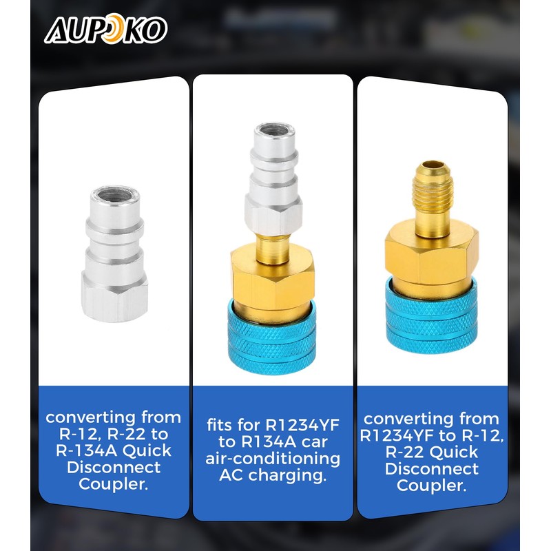 Aupoko R1234YF to R134A Low Side Quick Coupler 14mm, R12