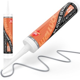 WELLUCK Grey Silicone Caulk, 100% Waterproof Silicone Sealant Adhesive Caulking,for RV, Kitchen,Bathroom, Window, Door, Glass,10.2FL.OZ/300ML（1 Pack）