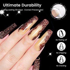 YTD Likomey Reflective Glitter Gel Nail Polish,15ml Brown Flash Diamond Shimmer Nails Gel,Spring Summer Chocolate Glitter Sparkly Shiny Salon Home Nail Art Manicure UV Nail Gel,SZ014