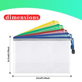 25 Pack Mesh Zipper Pouch Bags, A6 Plastic Zipper Pouches for Organization, Zipper Bags for Organizing Storage Letter Size Label Pocket Board Game Document Bag for Office Classroom School Supplies