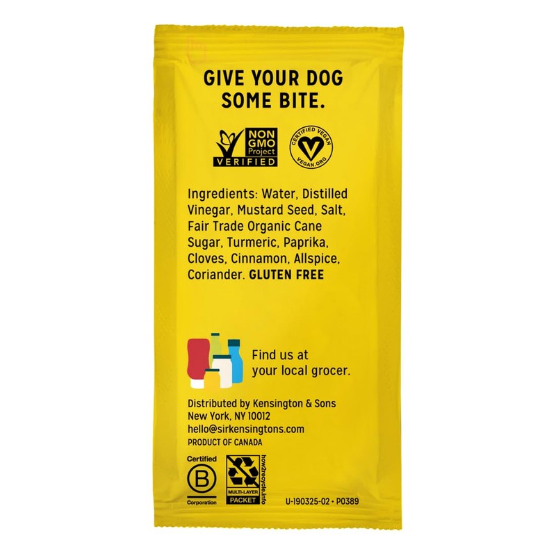 Sir Kensington's Yellow Mustard Packette, Non-GMO, No Artificial Colors, No