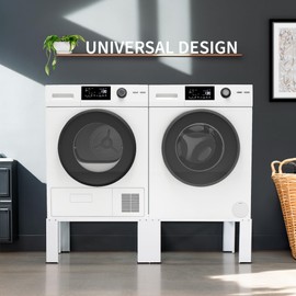 Life Finds Universal Laundry Dual Pedestal for Washer and Dryer Set, Washing Machine Stand, Dryer Base, White, LF-WDP01